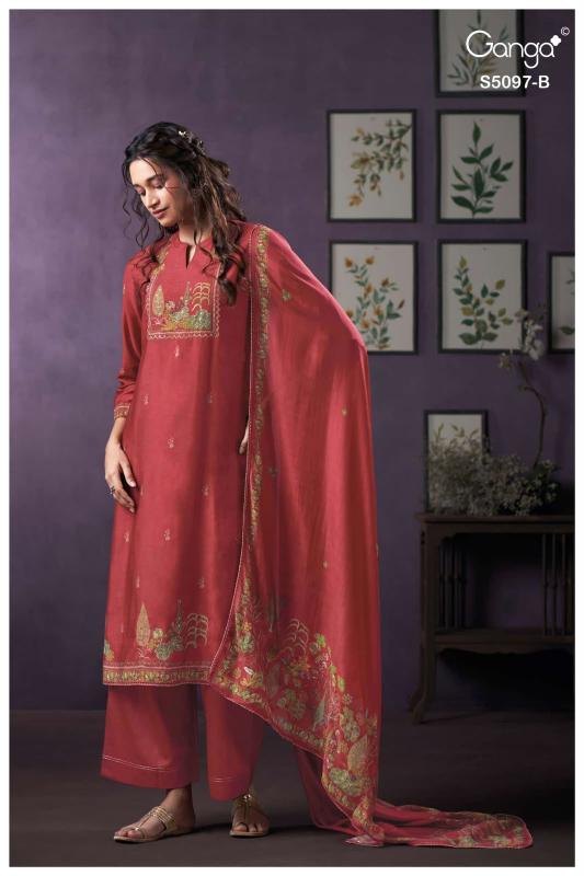 Ganga aanchal 5097 dress material wholesale